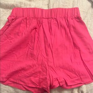 Daily Drills Pink Linen Shorts